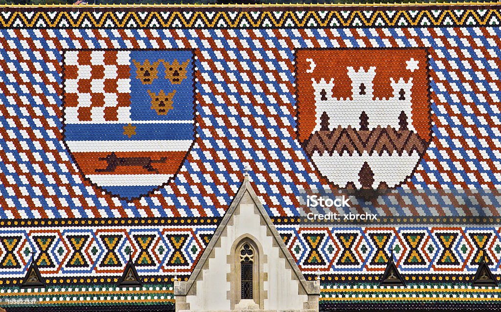 Saint Mark's church roof with Croatian coat of arms Backgrounds Stock Photo
