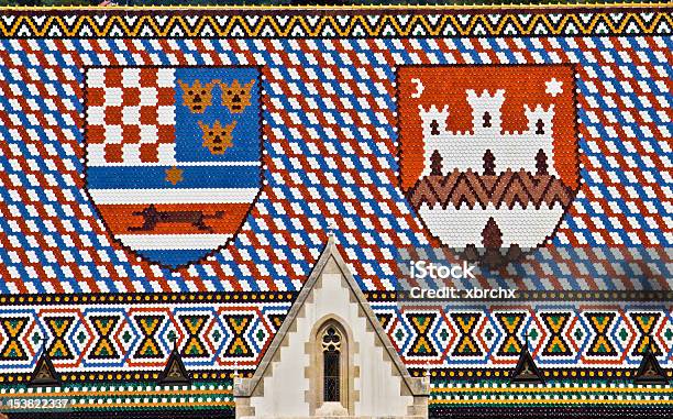 Saint Marks Church Roof With Croatian Coat Of Arms Stock Photo - Download Image Now