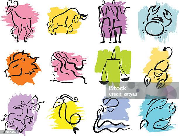 Different Multicolored Horoscope Signs Stock Illustration - Download Image Now - Astrology Sign, Number 12, Astrology