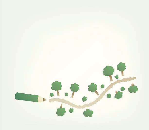 kredka świecowa sposób z drzew ciągnione - sandweg stock illustrations