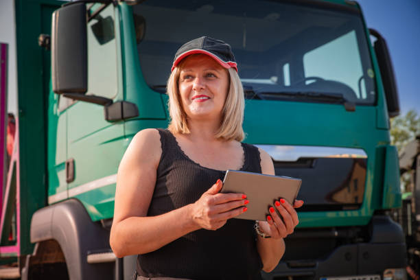 istock Female truck driver 1538239000