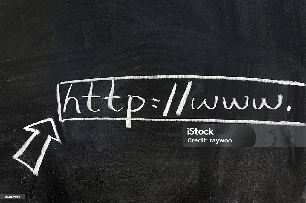 Visiting web site Chalk writing - Visiting web site Black Color Stock Photo
