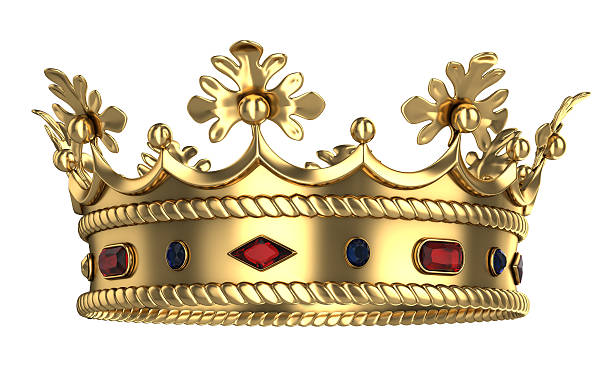 istock Golden royal crown with red and blue gemstones 153824700
