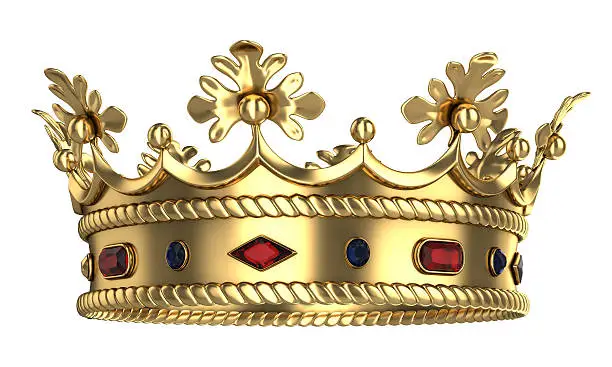Golden Royal Crown isolated on white
