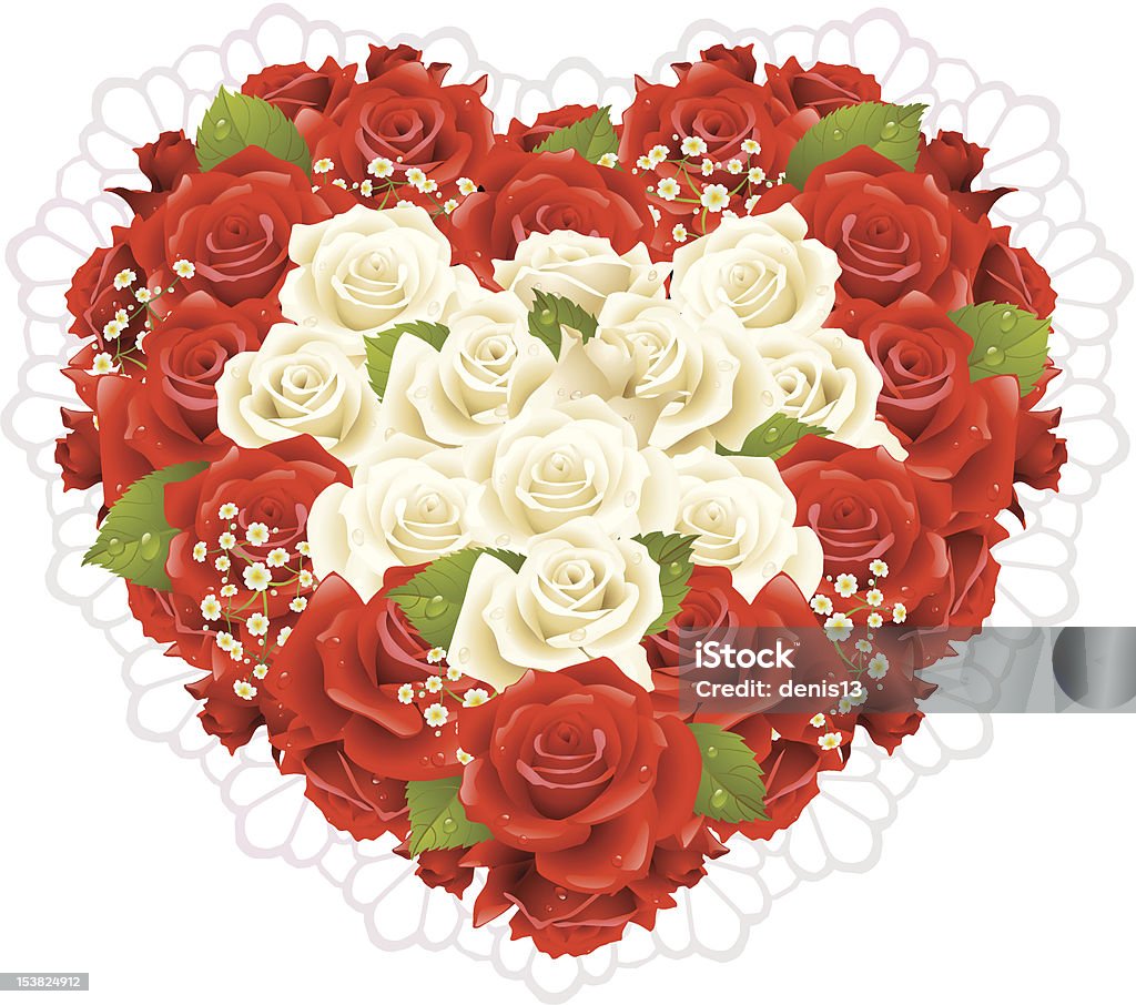 Bunch roses in the shape of heart Backgrounds stock vector