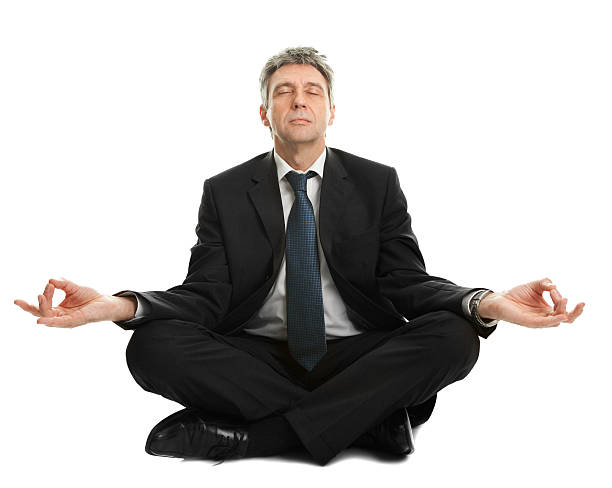 istock Businessman sitting in yoga position 153825215