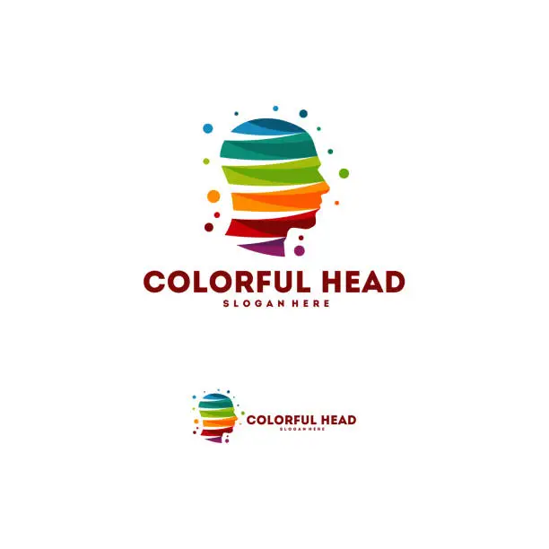 Vector illustration of Colorful Head designs vector, Creative mind, learning and design icons. Man head, people symbols