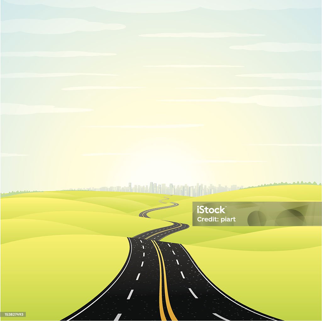 Paysage avec autoroute - clipart vectoriel de Route principale libre de droits