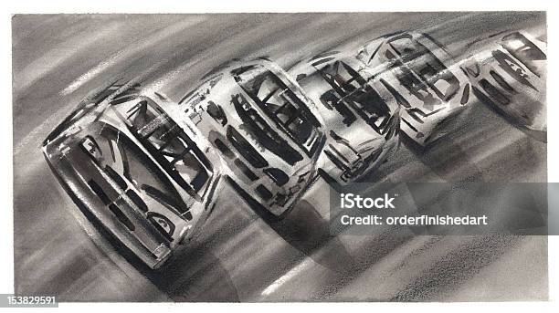 Nascar Illustration Black And White Stock Photo - Download Image Now - Stock Car, Sports Race, Motorsport