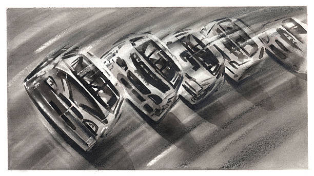 nascar ilustração preto e branco - stock car fotos - fotografias e filmes do acervo