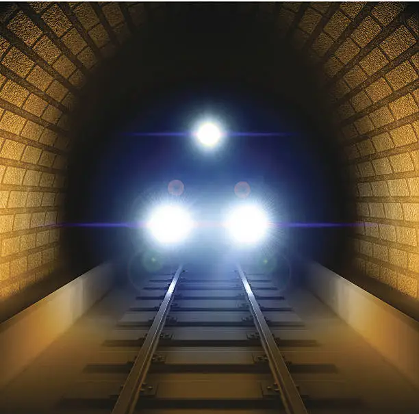 Vector illustration of Train in tunnel