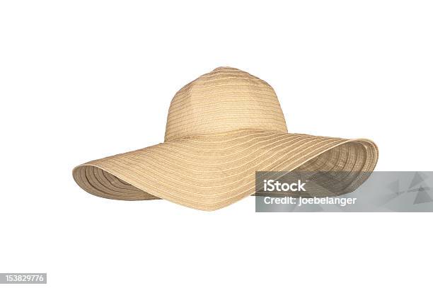A Straw Largerimmed Beach Hat On A White Background Stock Photo - Download Image Now