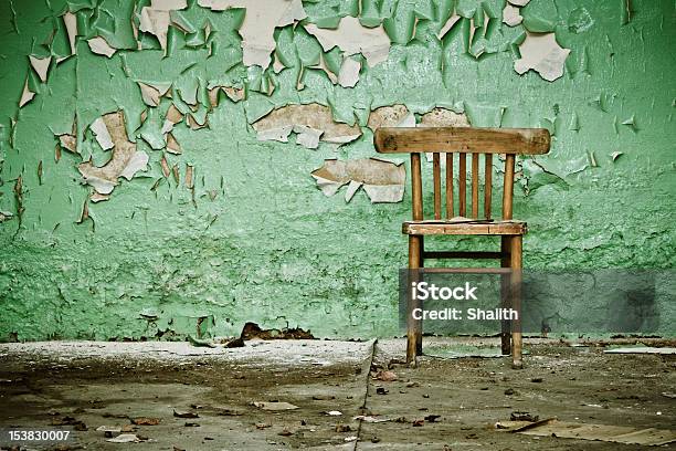 Wooden Chair In Abandoned Building Stock Photo - Download Image Now - Abandoned, Broken, Built Structure