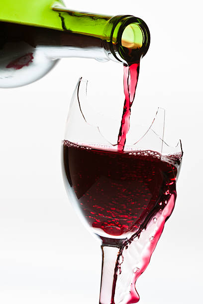 Wine overflow in the broken glass