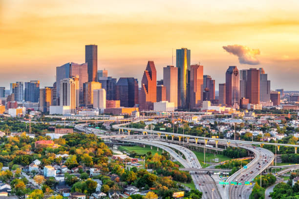 downtown houston skyline - houston-texas bildbanksfoton och bilder