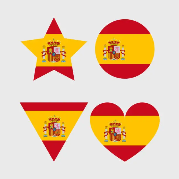 Vector illustration of Spain flag vector icons set of illustrations