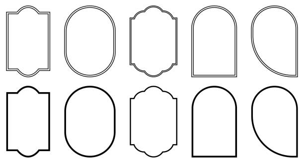Boho Frame and Arch Set. Vector illustration