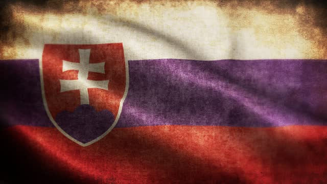 Closeup of grunge Slovakia waving flag loopable stock video