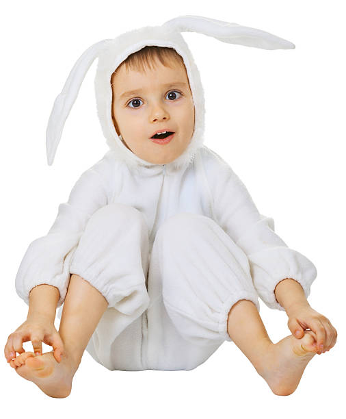 istock Funny kid in the rabbit costume 153833628