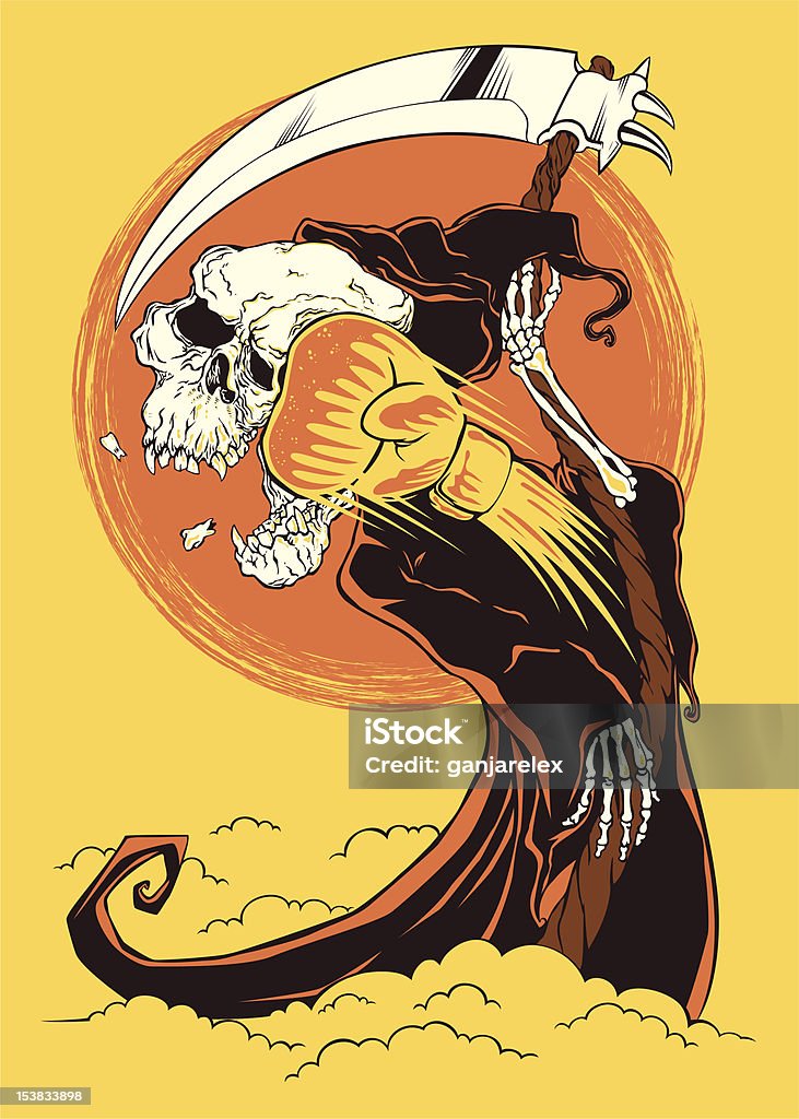 Grim Reaper Hit With Boxing Glove Grim Reaper when hit with a boxing glove. Scythe stock vector