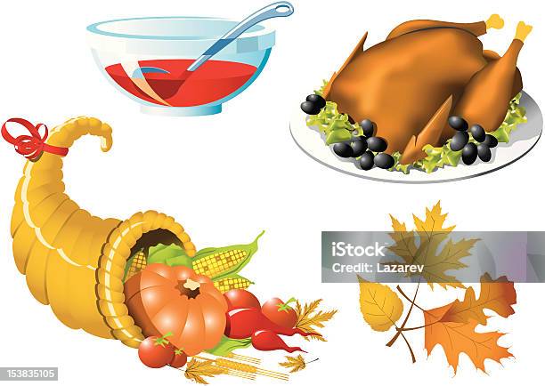 Thanksgiving Symboles Icône Setquatre Éléments Vecteurs libres de droits et plus d'images vectorielles de Agriculture - Agriculture, Aliment, Aliment rôti