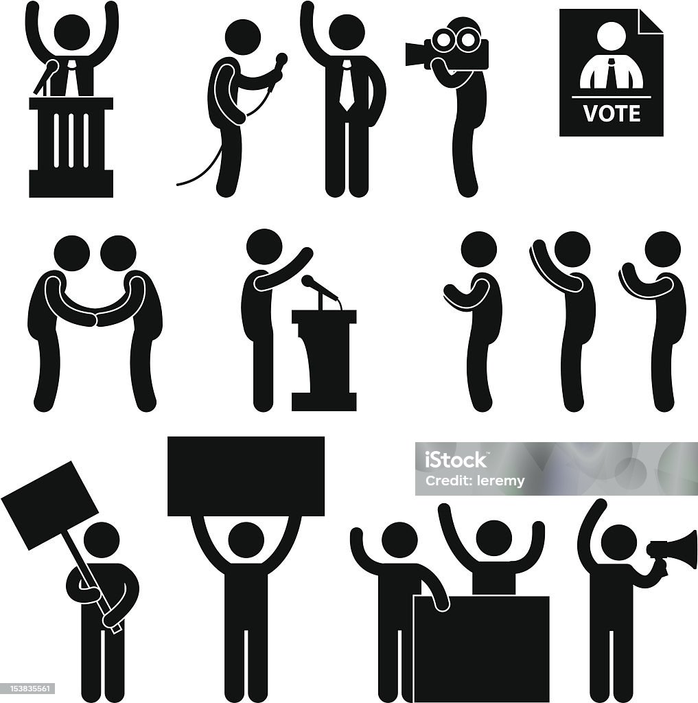 Eleição votação Pictogram político repórter - Vetor de Atril - Objeto manufaturado royalty-free