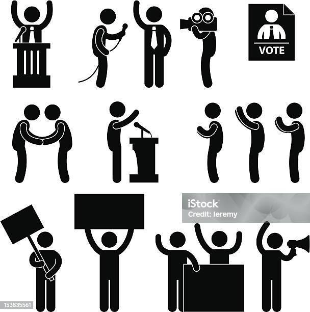 Vetores de Eleição Votação Pictogram Político Repórter e mais imagens de Atril - Objeto manufaturado - Atril - Objeto manufaturado, Relatório, Cidadania