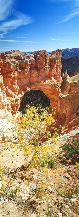 Natural Bridge arch rock formation at Bryce Canyon National Park, Utah, USA. Oct 1979 scanned film.
