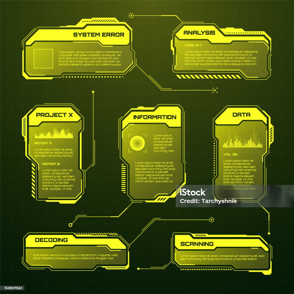 Interface Informative Yellow Futuristic Hud Ui Elements Scifi User Interface Text Boxes ...