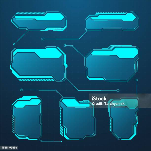 Gui Message Frame Examples Blue Futuristic Hud Or Ui Elements Scifi User Interface Text Boxes ...