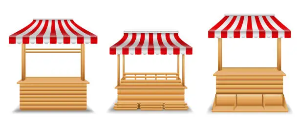 Vector illustration of wooden street kiosk c