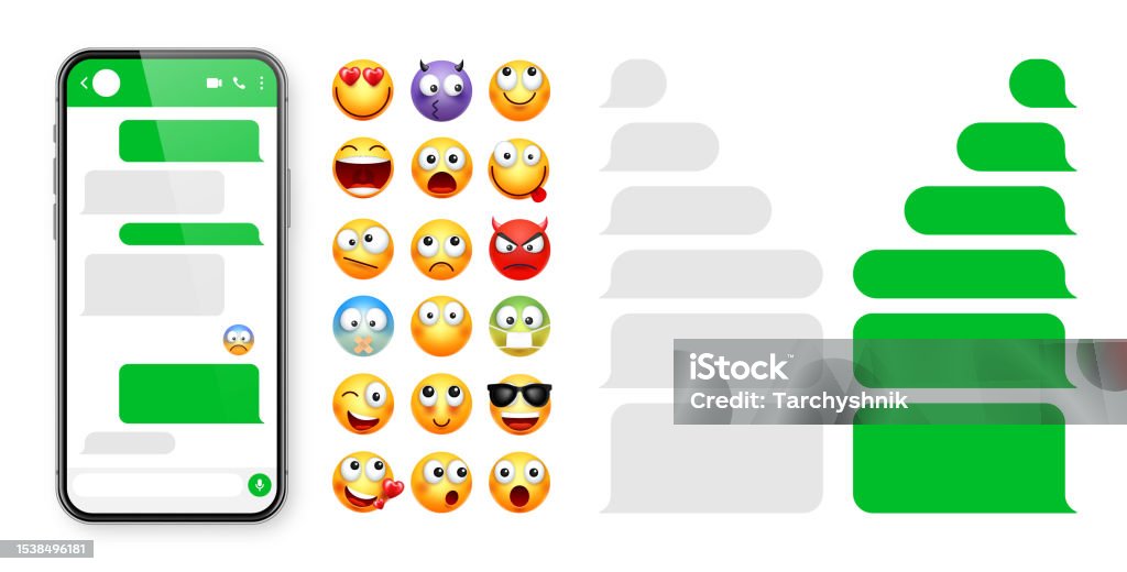 I See Text Smartphone Messaging App User Interface Design With Emoji Sms Text ...