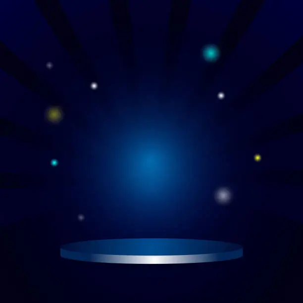 Vector illustration of Cylinder Podium Stage Product on Dark Blue Background