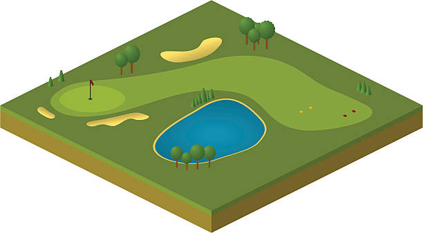 골프 코스 - water hazard illustrations stock illustrations