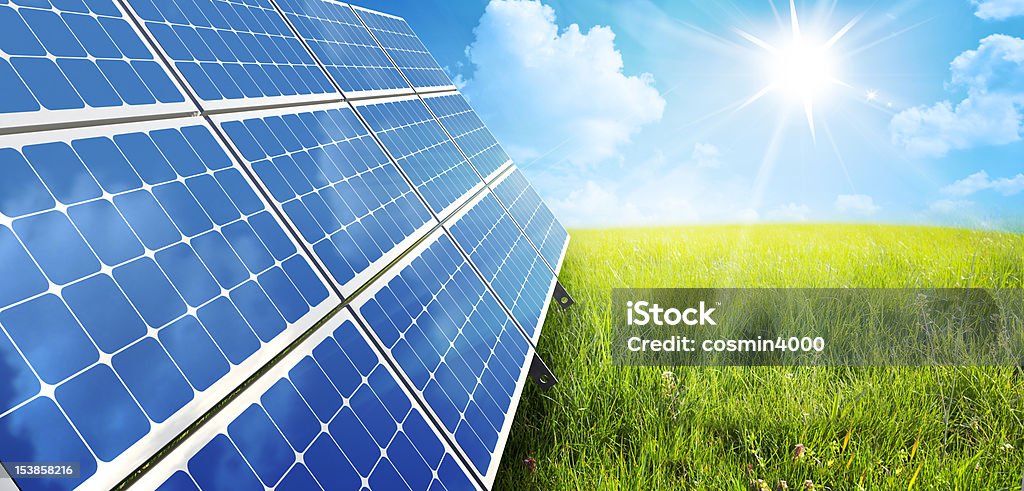 solar panel landscape with solar panel Solar Panel Stock Photo