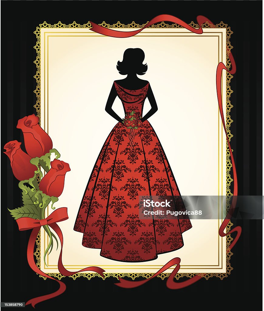 Mode Vintage fille avec les fleurs. Illustration - clipart vectoriel de Adulte libre de droits