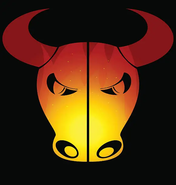 Vector illustration of background fire-bull