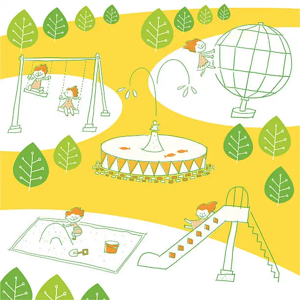 Vector illustration of Playground equipment of a park