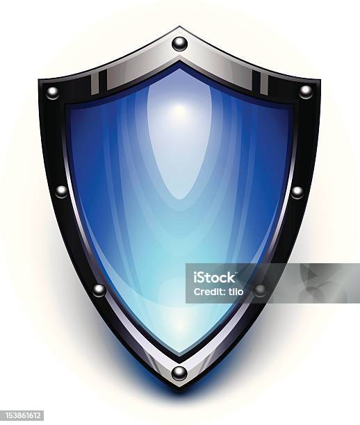 Azul Escudo De Segurança - Arte vetorial de stock e mais imagens de Azul - Azul, Brasão, Clip Art