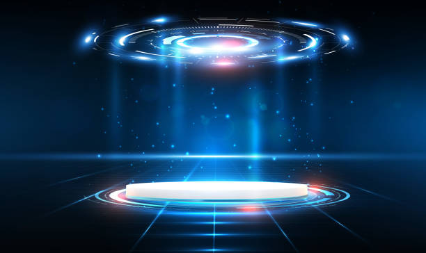 istock Futuristic pedestal or portal and hologram in cyberspace 1538624429