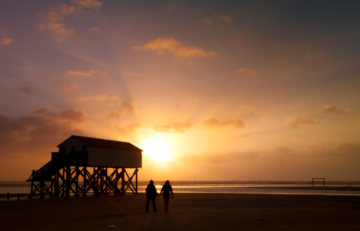 sunset at the beach of Sankt Peter-Ording, Germany
