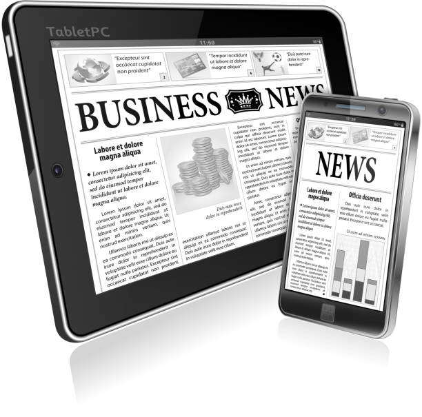 istock Concept - Digital News. Tablet PC and Smartphone with Newspaper 153864600