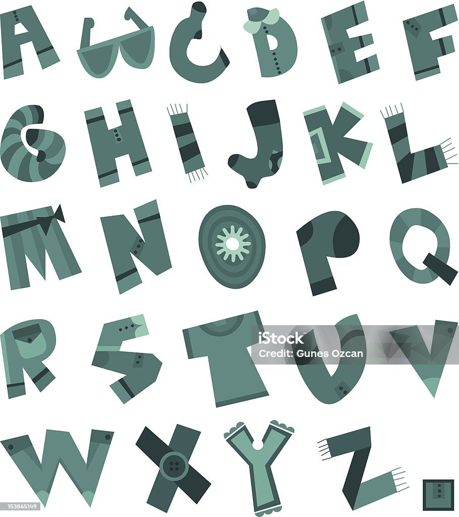 Illustration lustige Tuch Alphabet - Lizenzfrei Alphabet Vektorgrafik