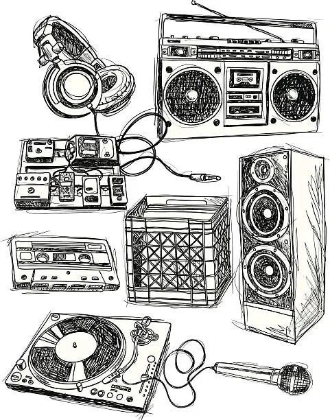 Vector illustration of Sketchy Music Elements