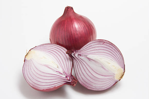 Two half onion stock photo