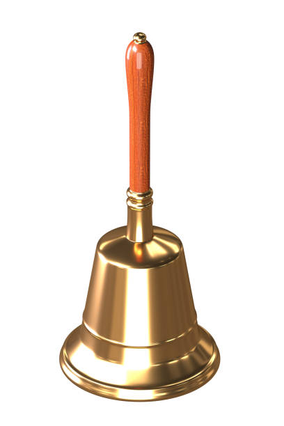 istock Old hand bell. Traditional design, brass with wooden handle 3D render 1538655489