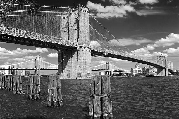 istock Brooklyn bridge in New York City black and white 153867010