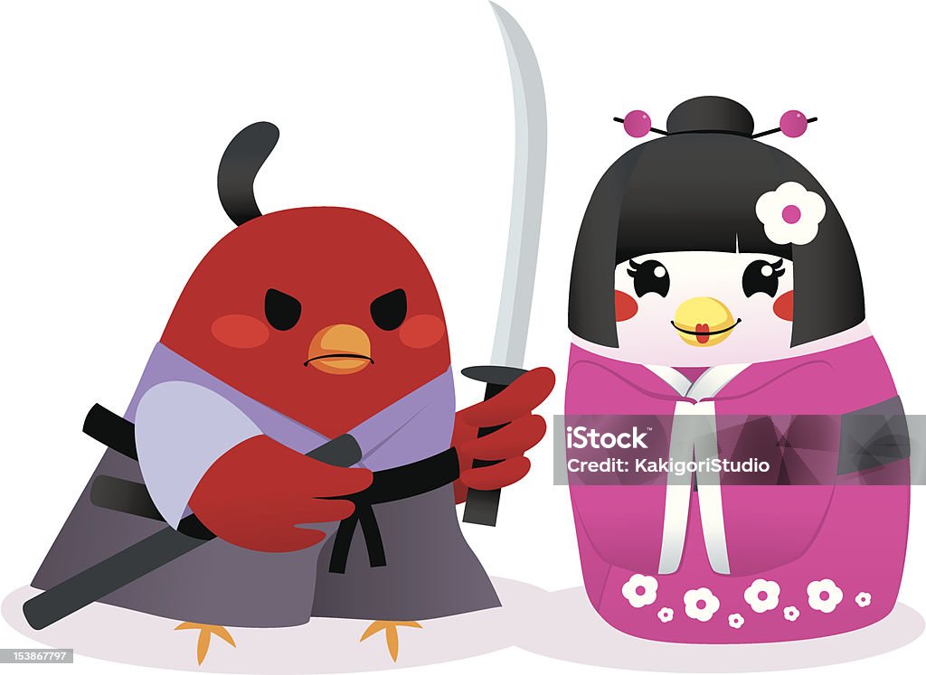 伝統的な日本の鳥 - アジア文化のロイヤリティフリーベクトルアート