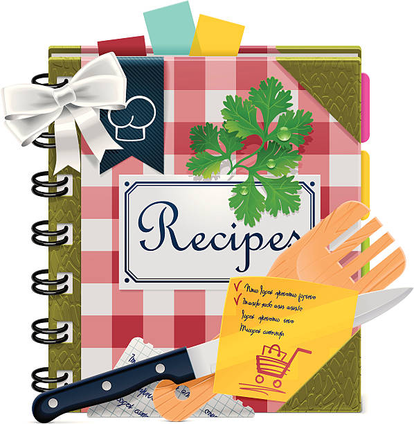 ilustraciones, imágenes clip art, dibujos animados e iconos de stock de icono del libro de cocina - cookbook recipe book old
