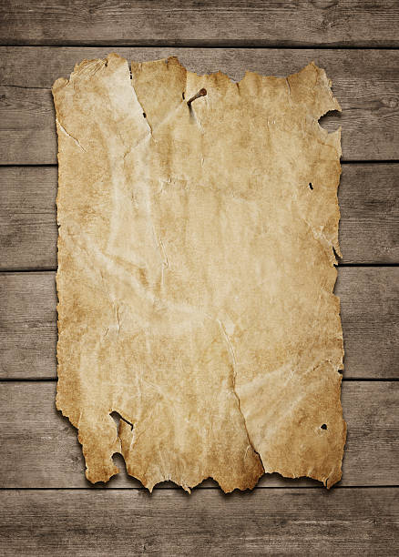 istock Old paper sheet at wooden wall 153869958